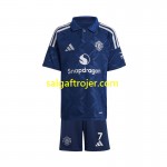 Manchester United Beckham 7 Fodboldtrøjer Børn Udebanesæt 2024/25 Kort ærmer